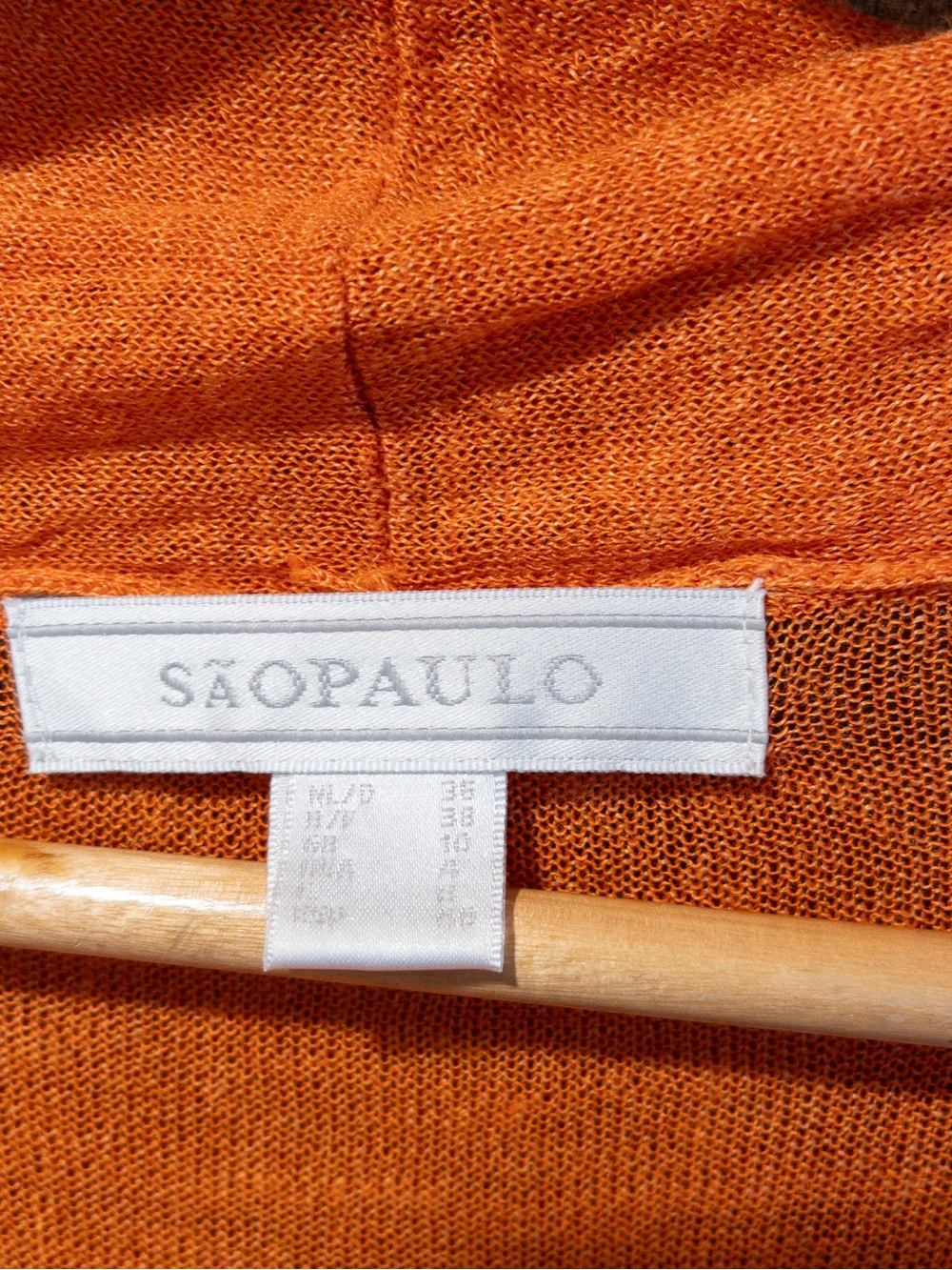 Sao Paulo Orange Linen Blend Open Front Lightweight Duster Cardigan Small 4 - Picture 3 of 7